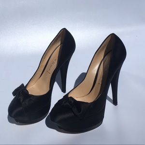 CASADEI Satin Platform Pumps Black With Bows